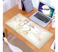 KDWJS Tappetino per mouse XXL Speed Gaming - 90x40 cm - XXL Mousepad - base antiscivolo - migliora la precisione e la velocità - Decorazione in bambù vintage, illustrazione floreale con foglie di bam