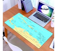 KDWJS Tappetino per mouse XXL Speed Gaming - 90x40 cm - XXL Mousepad - base antiscivolo - migliora la precisione e la velocità - Mappa dettagliata dei Caraibi, paesi, isole e città costiere