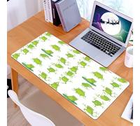 KDWJS Tappetino per mouse XXL Speed Gaming - 90x40 cm - XXL Mousepad - base antiscivolo - migliora la precisione e la velocità - Una simpatica rana verde mostra diverse azioni su un semplice sfondo b