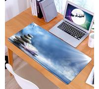 KDWJS Tappetino per mouse XXL Speed Gaming - 90x40 cm - XXL Mousepad - base antiscivolo - migliora la precisione e la velocità - Pietre impilate, ninfee e cielo soleggiato, pieno di ciottoli e acqua