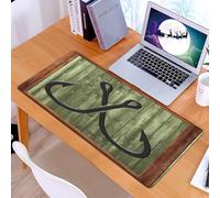 KDWJS Tappetino per mouse XXL Speed Gaming - 90x40 cm - XXL Mousepad - base antiscivolo - migliora la precisione e la velocità - Gancio nautico con cornice in legno oceano, amo da pesca a croce rusti