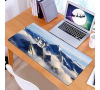 KDWJS Tappetino per mouse XXL Speed Gaming - 90x40 cm - XXL Mousepad - base antiscivolo - migliora la precisione e la velocità - Maestoso paesaggio montano, imponenti montagne avvolte sotto il cielo