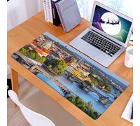 KDWJS Tappetino per mouse XXL Speed Gaming - 90x40 cm - XXL Mousepad - base antiscivolo - migliora la precisione e la velocità - Praga - Vista dall'alto sulla città vecchia di Praga, sul ponte Carlo