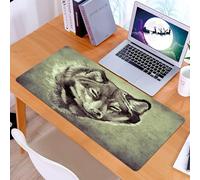 KDWJS Tappetino per mouse XXL Speed Gaming - 90x40 cm - XXL Mousepad - base antiscivolo - migliora la precisione e la velocità - Testa di lupo Il feroce guerriero Grande cane della natura selvaggia