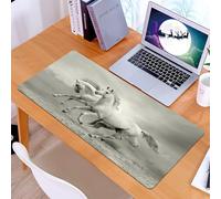 KDWJS Tappetino per mouse XXL Speed Gaming - 90x40 cm - XXL Mousepad - base antiscivolo - migliora la precisione e la velocità - Gli animali, le corse dei cavalli simboleggiano passione e libertà