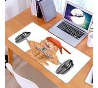 KDWJS Tappetino per mouse XXL Speed Gaming - 90x40 cm - XXL Mousepad - base antiscivolo - migliora la precisione e la velocità - Il gatto comico, il gatto con il turbante, mostra i suoi muscoli e s