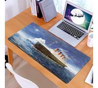 KDWJS Tappetino per mouse XXL Speed Gaming - 90x40 cm - XXL Mousepad - base antiscivolo - migliora la precisione e la velocità - Dipinto a olio originale del Titanic e di un iceberg nell'oceano di no