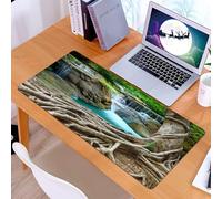 KDWJS Tappetino per mouse XXL Speed Gaming - 90x40 cm - XXL Mousepad - base antiscivolo - migliora la precisione e la velocità - Cascata, radici di alberi invecchiati e paesaggio di cascate nel