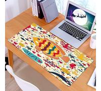 KDWJS Tappetino per mouse XXL Speed Gaming - 90x40 cm - XXL Mousepad - base antiscivolo - migliora la precisione e la velocità - Mondo sottomarino dei cartoni animati, un pesce colorato nuota tra int