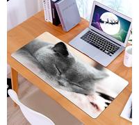 KDWJS Tappetino per mouse XXL Speed Gaming - 90x40 cm - XXL Mousepad - base antiscivolo - migliora la precisione e la velocità - Gatto British Shorthair di razza pura che dorme sul letto