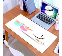 KDWJS Tappetino per mouse XXL Speed Gaming - 90x40 cm - XXL Mousepad - base antiscivolo - migliora la precisione e la velocità - Scena stravagante, cicogna che trasporta bambini sorridenti, diffonden