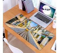 KDWJS Tappetino per mouse XXL Speed Gaming - 90x40 cm - XXL Mousepad - base antiscivolo - migliora la precisione e la velocità - Strade e tram della città vecchia di Lisbona, Portogallo.