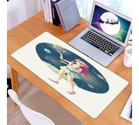 KDWJS Tappetino per mouse XXL Speed Gaming - 90x40 cm - XXL Mousepad - base antiscivolo - migliora la precisione e la velocità - Anime, illustrazione di una ragazza sullo sfondo dello spazio con stel
