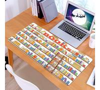KDWJS Tappetino per mouse XXL Speed Gaming - 90x40 cm - XXL Mousepad - base antiscivolo - migliora la precisione e la velocità - Libreria con scala, scuola, istruzione, vita nel campus, caricatura, i