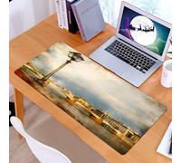 KDWJS Tappetino per mouse XXL Speed Gaming - 90x40 cm - XXL Mousepad - base antiscivolo - migliora la precisione e la velocità - Paesaggio urbano, vecchi lampioni lungo il fiume, edifici storici e po