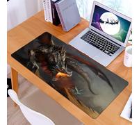 KDWJS Tappetino per mouse XXL Speed Gaming - 90x40 cm - XXL Mousepad - base antiscivolo - migliora la precisione e la velocità - Medioevo, Scena fantasy Cavaliere impavido che combatte contro i dragh