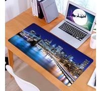 KDWJS Tappetino per mouse XXL Speed Gaming - 90x40 cm - XXL Mousepad - base antiscivolo - migliora la precisione e la velocità - Il ponte di Brooklyn e la Lower Manhattan al tramonto.