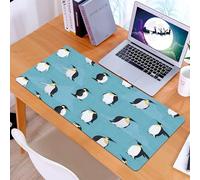 KDWJS Tappetino per mouse XXL Speed Gaming - 90x40 cm - XXL Mousepad - base antiscivolo - migliora la precisione e la velocità - Motivo senza soluzione di continuità con pinguini e iceberg luminosi.