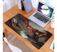KDWJS Tappetino per mouse XXL Speed Gaming - 90x40 cm - XXL Mousepad - base antiscivolo - migliora la precisione e la velocità - Duello tra draghi, incontro drammatico tra due bestie dalle ali rosse,