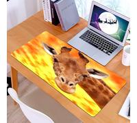 KDWJS Tappetino per mouse XXL Speed Gaming - 90x40 cm - XXL Mousepad - base antiscivolo - migliora la precisione e la velocità - Animale, la testa della giraffa che si appoggia contro lo straordinari