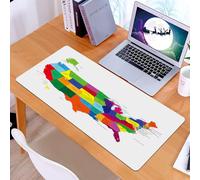 KDWJS Tappetino per mouse XXL Speed Gaming - 90x40 cm - XXL Mousepad - base antiscivolo - migliora la precisione e la velocità - Wanderlust, mappa colorata degli USA con stati e case
