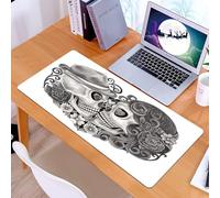KDWJS Tappetino per mouse XXL Speed Gaming - 90x40 cm - XXL Mousepad - base antiscivolo - migliora la precisione e la velocità - Decorazione gotica, teschio artistico con cappello, tutti i santi, Mes