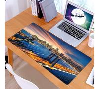 KDWJS Tappetino per mouse XXL Speed Gaming - 90x40 cm - XXL Mousepad - base antiscivolo - migliora la precisione e la velocità - Paesaggio, tramonto sulla città americana, immagini del paesaggio urba