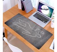 KDWJS Tappetino per mouse XXL Speed Gaming - 90x40 cm - XXL Mousepad - base antiscivolo - migliora la precisione e la velocità - Disegno con il gesso sul marciapiede, un semplice contorno bianco che