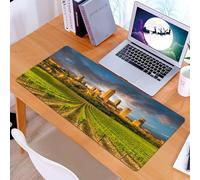 KDWJS Tappetino per mouse XXL Speed Gaming - 90x40 cm - XXL Mousepad - base antiscivolo - migliora la precisione e la velocità - Italia, Vigneti di San Gimignano Toscana Architettura storica Dram