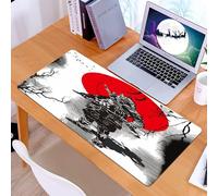 KDWJS Tappetino per mouse XXL Speed Gaming - 90x40 cm - XXL Mousepad - base antiscivolo - migliora la precisione e la velocità - disegno a mano di un guerriero samurai con la parola samurai scritta i