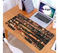 KDWJS Tappetino per mouse XXL Speed Gaming - 90x40 cm - XXL Mousepad - base antiscivolo - migliora la precisione e la velocità - Biblioteca, pareti con scaffali in legno con vari libri, che evocano u