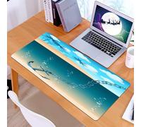 KDWJS Tappetino per mouse XXL Speed Gaming - 90x40 cm - XXL Mousepad - base antiscivolo - migliora la precisione e la velocità - Spiaggia nautica, ancora e catena in stile cartone animato, un'isola t