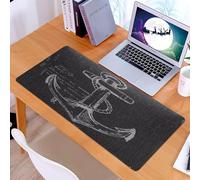 KDWJS Tappetino per mouse XXL Speed Gaming - 90x40 cm - XXL Mousepad - base antiscivolo - migliora la precisione e la velocità - Illustrazione monocromatica di un'ancora con corda. Schizzo disegnato
