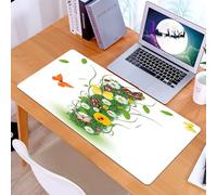 KDWJS Tappetino per mouse XXL Speed Gaming - 90x40 cm - XXL Mousepad - base antiscivolo - migliora la precisione e la velocità - Lettera I, Elemento dell'alfabeto a tema natura Fogliame verde Margher