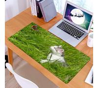 KDWJS Tappetino per mouse XXL Speed Gaming - 90x40 cm - XXL Mousepad - base antiscivolo - migliora la precisione e la velocità - Natura, un simpatico gatto osserva una farfalla nel prato, immagine is