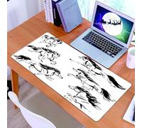 KDWJS Tappetino per mouse XXL Speed Gaming - 90x40 cm - XXL Mousepad - base antiscivolo - migliora la precisione e la velocità - Cavallo, un gruppo di sei dipinti in bianco e nero, cattura l'eleganza