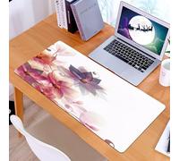KDWJS Tappetino per mouse XXL Speed Gaming - 90x40 cm - XXL Mousepad - base antiscivolo - migliora la precisione e la velocità - Silhouette floreali da sogno con viticci curvi