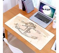 KDWJS Tappetino per mouse XXL Speed Gaming - 90x40 cm - XXL Mousepad - base antiscivolo - migliora la precisione e la velocità - Decorazione con ancora, illustrazione di un'ancora e di una corda su u