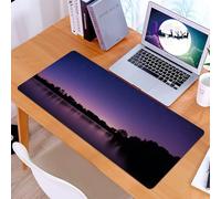 KDWJS Tappetino per mouse XXL Speed Gaming - 90x40 cm - XXL Mousepad - base antiscivolo - migliora la precisione e la velocità - Un lago tranquillo che riflette il cielo viola con sagome lungo la cos