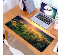 KDWJS Tappetino per mouse XXL Speed Gaming - 90x40 cm - XXL Mousepad - base antiscivolo - migliora la precisione e la velocità - Fotografia del tramonto di paesaggi montani, montagne di foreste al tr
