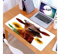 KDWJS Tappetino per mouse XXL Speed Gaming - 90x40 cm - XXL Mousepad - base antiscivolo - migliora la precisione e la velocità - L'animale, una mucca marrone decorata con girasoli, emana un'attrazion