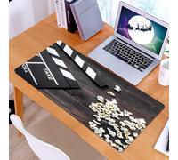 KDWJS Tappetino per mouse XXL Speed Gaming - 90x40 cm - XXL Mousepad - base antiscivolo - migliora la precisione e la velocità - Guardando il film. Ciak e popcorn sul tavolo di legno