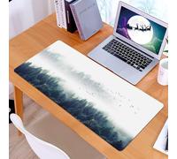 KDWJS Tappetino per mouse XXL Speed Gaming - 90x40 cm - XXL Mousepad - base antiscivolo - migliora la precisione e la velocità - Foresta nebbiosa e uccelli che volano, nebbia - greggi di pecore si so