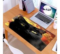 KDWJS Tappetino per mouse XXL Speed Gaming - 90x40 cm - XXL Mousepad - base antiscivolo - migliora la precisione e la velocità - Animale, un elegante gatto nero con occhi gialli che fissano il vuoto,