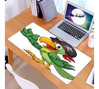 KDWJS Tappetino per mouse XXL Speed Gaming - 90x40 cm - XXL Mousepad - base antiscivolo - migliora la precisione e la velocità - Pirata, pappagallo dei cartoni animati con fascia per cappello da pira