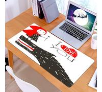 KDWJS Tappetino per mouse XXL Speed Gaming - 90x40 cm - XXL Mousepad - base antiscivolo - migliora la precisione e la velocità - Decorazione bizzarra, Cappuccetto Rosso ama l'orribile e malvagio lupo