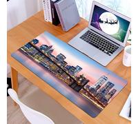 KDWJS Tappetino per mouse XXL Speed Gaming - 90x40 cm - XXL Mousepad - base antiscivolo - migliora la precisione e la velocità - Il ponte di Brooklyn di New York e lo skyline di Lower Manhattan come