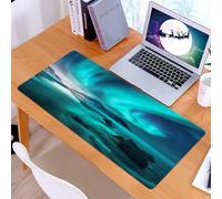 KDWJS Tappetino per mouse XXL Speed Gaming - 90x40 cm - XXL Mousepad - base antiscivolo - migliora la precisione e la velocità - Aurora boreale nelle isole Lofoten in Norvegia. Cielo con stelle polar