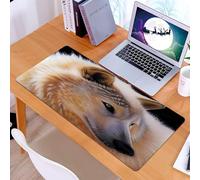 KDWJS Tappetino per mouse XXL Speed Gaming - 90x40 cm - XXL Mousepad - base antiscivolo - migliora la precisione e la velocità - Animale, un ritratto di un lupo dai colori chiari, con occhi abbaglian