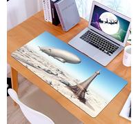 KDWJS Tappetino per mouse XXL Speed Gaming - 90x40 cm - XXL Mousepad - base antiscivolo - migliora la precisione e la velocità - Decorazioni parigine, Zeppelin e Torre Eiffel sopra un cielo di nuvole